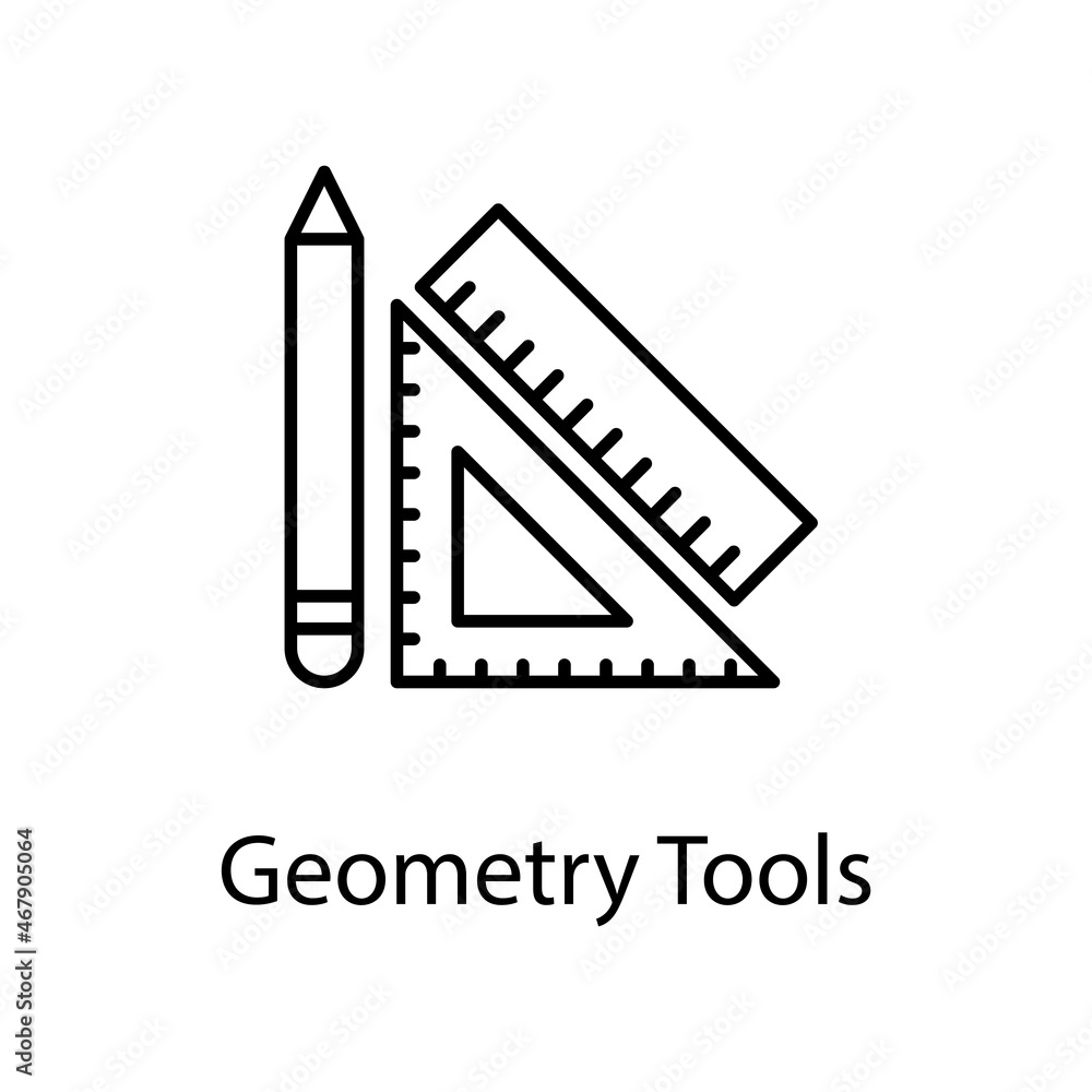 Poster geometry tools vector outline icon design illustration. construction symbol on white background eps 