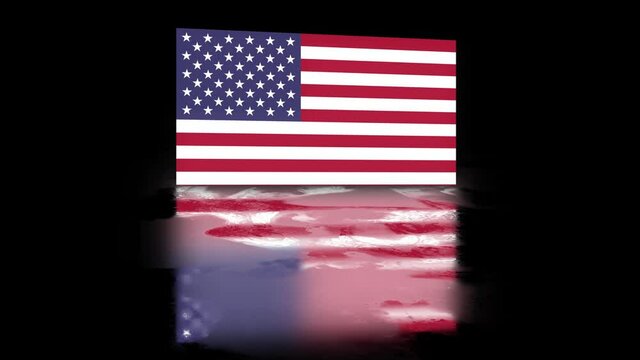 United States Of America Flag revealed with realistic reflection on stylish black background