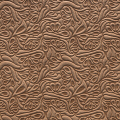 Embossed mariposa sheepskin. Brown textured sheep skin background close with embossed pattern. 3D-rendering