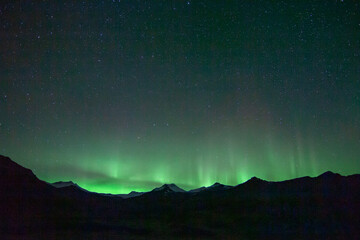 Northern lights seen near Jokulsarlon, Iceland