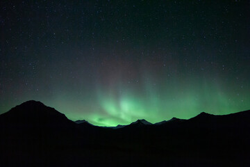 Fototapeta premium Northern lights seen near Jokulsarlon, Iceland