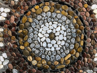 Beautiful stone pattern with drawings. Close up