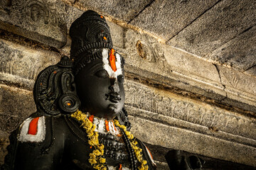 The Venkataramana Statue at Venkataramana Temple of Gingee or Senji in Tamil Nadu, India. It lies in Villupuram District, built by the kings of konar dynasty and maintained by Chola dynasty. - obrazy, fototapety, plakaty