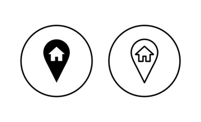 address icons set. home location sign and symbol. pinpoint