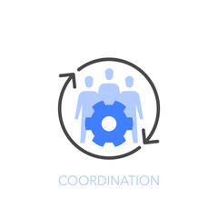 Coordination symbol with process arrows and group members. Easy to use for your website or presentation.