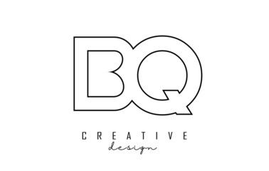 Outline BQ letters logo with a minimalist design. Geometric letter logo.