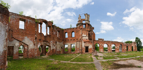 Ruins of the old brick palace against the sky