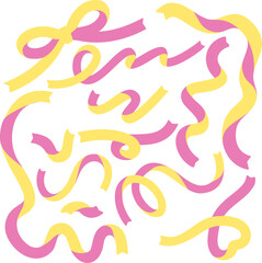 黄色とピンクのリボン素材