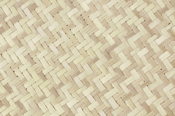 Old bamboo weave texture background, pattern of woven rattan mat in vintage style.