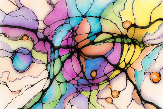 Neuro Art Graphic Abstract Colorful Pencil Drawing 