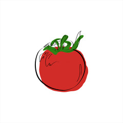 Fresh raw red tomato. Healthy vegetarian food. Organic.
Colored flat vector illustration of vegetables isolated on white background. Doodle style. Hand drawing.
