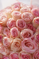 Bouquet of light pink roses in the morning