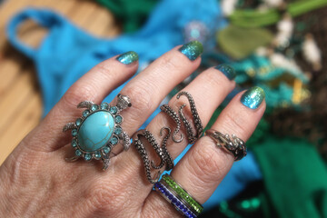 Mermaid Fashion With Jewelry and Fishing Net Close up