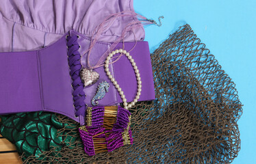 Mermaid Fashion With Jewelry and Fishing Net Close up