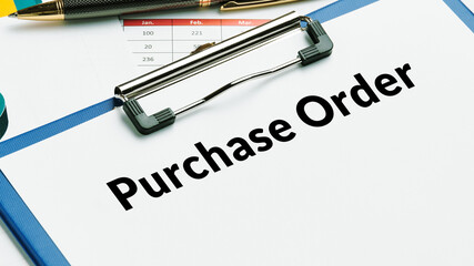 Business acronym PO or Purchase Order. Document with text