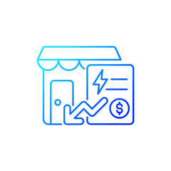 Reduced communal payments gradient linear vector icon. Utility payment for small business. Utility service fee. Thin line color symbol. Modern style pictogram. Vector isolated outline drawing