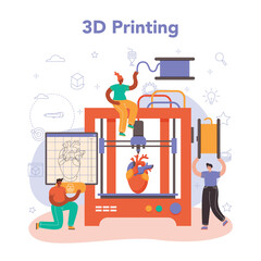 3D printer concept. Digital designer drawing with electronic tools