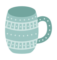 ceramic green cup, decorated with geometric ornaments