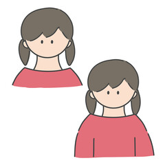 ツインテールの女の子のバストアップアイコンイラスト