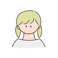 ツインテールの女の子のバストアップアイコンイラスト