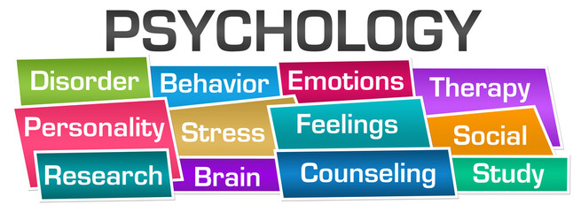 Psychology Word Cloud Colorful Boxes Bottom
