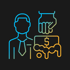 Anti-money laundering auditor gradient vector icon for dark theme. Independent examiner.Tracking cash specialist. Thin line color symbol. Modern style pictogram. Vector isolated outline drawing