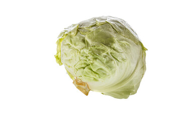 Fresh young cabbage isolated on white background. Spring green vegetables.