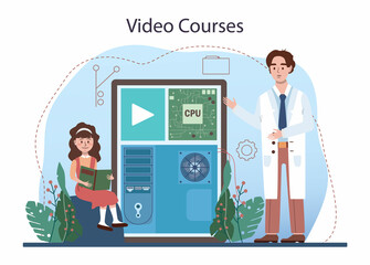 IT education online service or platform. Students learning