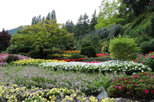 A magnificent garden in Brentwood Bay on Vancouver Island, British Columbia, Canada