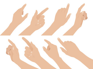 Set of Woman hands on white background, flat design vector illustration