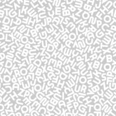 Vector seamless alphabet pattern with mosaic latin letters. White and gray fashion design - repeatable trendy background