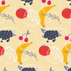 Composition de fruit - fond jaune