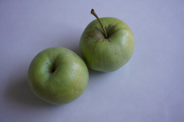 Green apples Raw fruit slice apple on white background