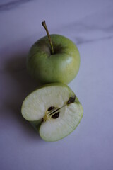 Green apples Raw fruit slice apple on white background