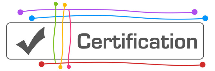 Certification Colorful Lines Dots Grey Square Tick Mark 