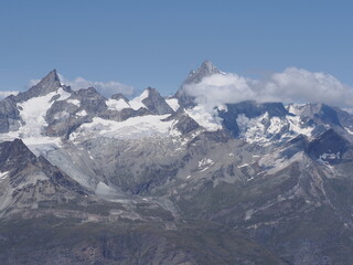 Panorama of Alps from Klein Matterhorn in Switzerland