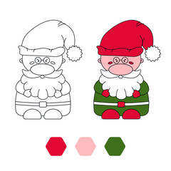 Coloring book for children, Christmas children game, Santa Claus