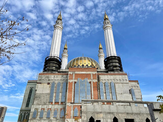 Fototapeta na wymiar Ar-Rahim Mosque under construction in Ufa. Republic of Bashkortostan