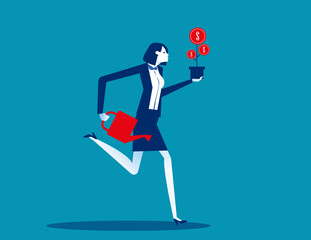 Entrepreneur growing business and profit from investment. Venture fund making money concept