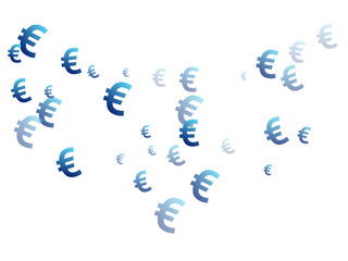 Euro blue symbols flying money vector