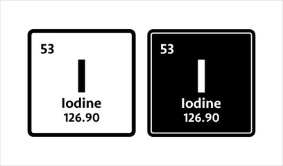 Iodine symbol. Chemical element of the periodic table. Vector stock illustration