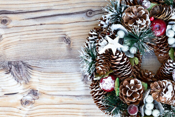 Christmas decoration on wooden background