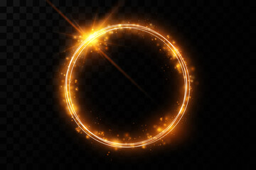Golden circle with fire effects.Light effect.Vector