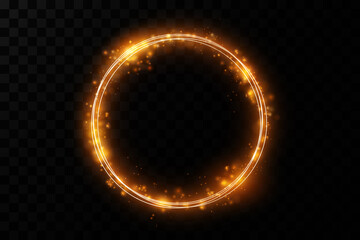 Golden circle with fire effects.Light effect.Vector