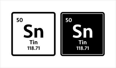 Tin symbol. Chemical element of the periodic table. Vector stock illustration.