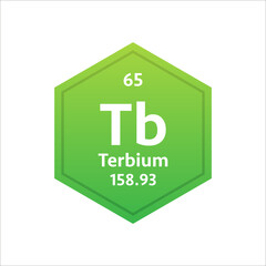 Terbium symbol. Chemical element of the periodic table. Vector stock illustration.