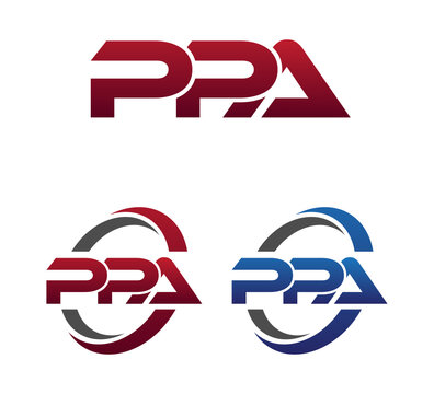 Modern 3 Letters Initial logo Vector Swoosh Red Blue PPA
