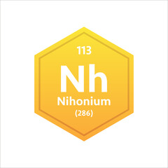 Nihonium symbol. Chemical element of the periodic table. Vector stock illustration.