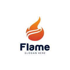 flaming fire logo set combination with arrows