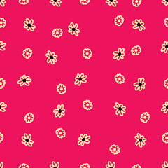 Floral art, Flowers and leaf Seamless pattern, Vector illustration.